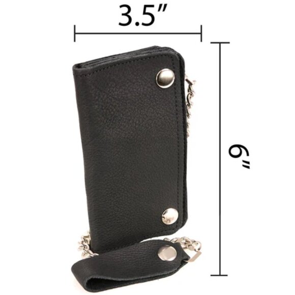 Leather MLW7883 Men's 6” Black Naked Leather Soft Biker Wallet - Picture 3 of 5